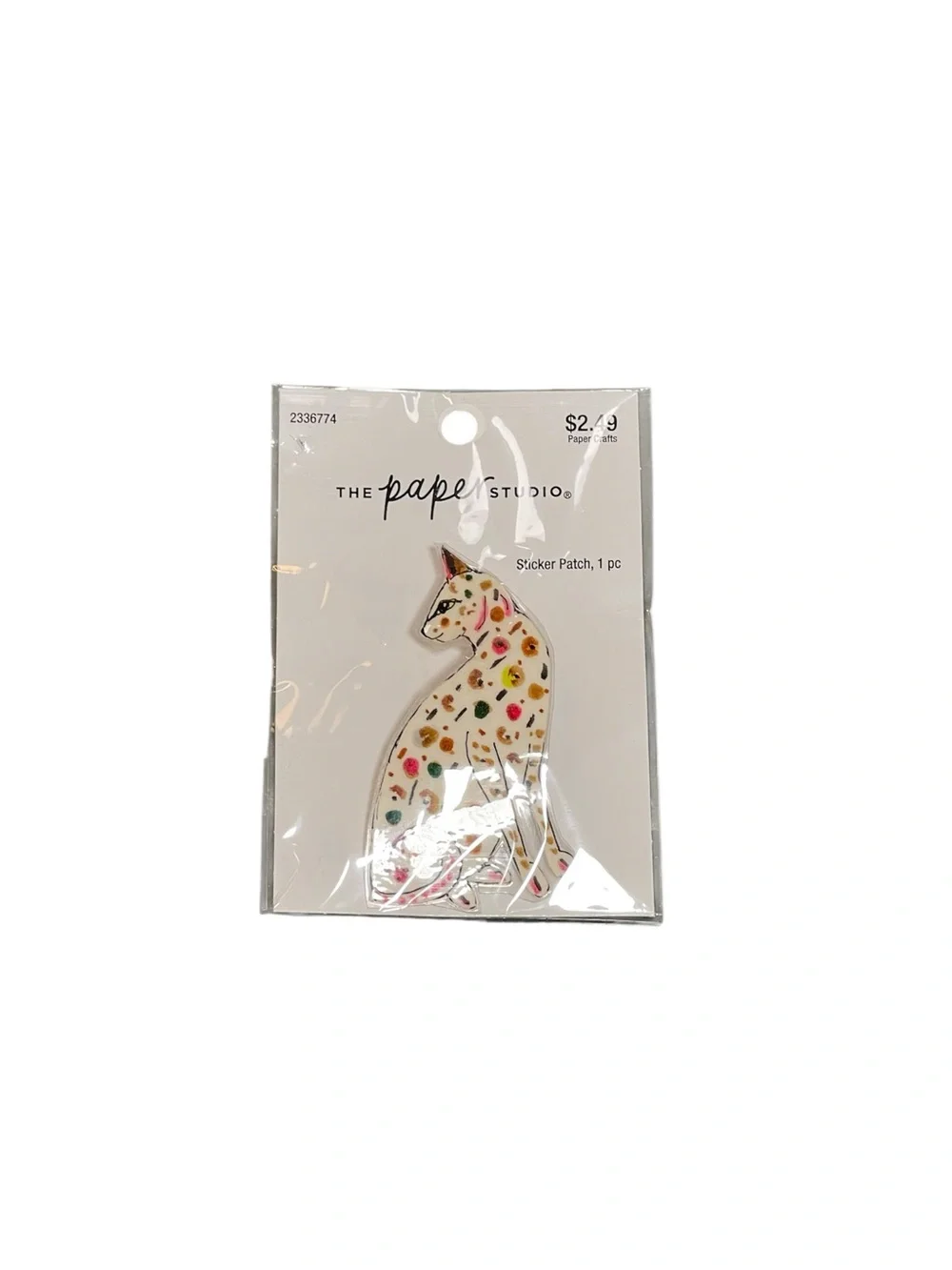 🤑5/$25 The Paper Studio Cat Sticker Pin - White with Multicolor Spots